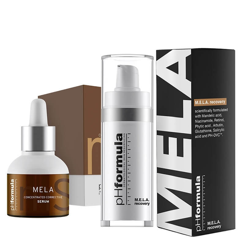 pHformula MELA Discoloration Set ZESTAW Serum liftingująco-wybielające 30 ml + Kremowy aktywny koncentrat na przebarwienia - terapia na noc 30 ml