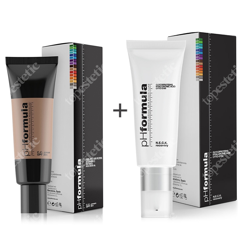 pHformula Neck Recovery + C.C. Cream SPF 30+ Medium ZESTAW Aktywny krem pielęgnujący skórę szyi i dekoltu 30 ml + Krem barwiony ochronny z retinolem i witaminą C 50 ml