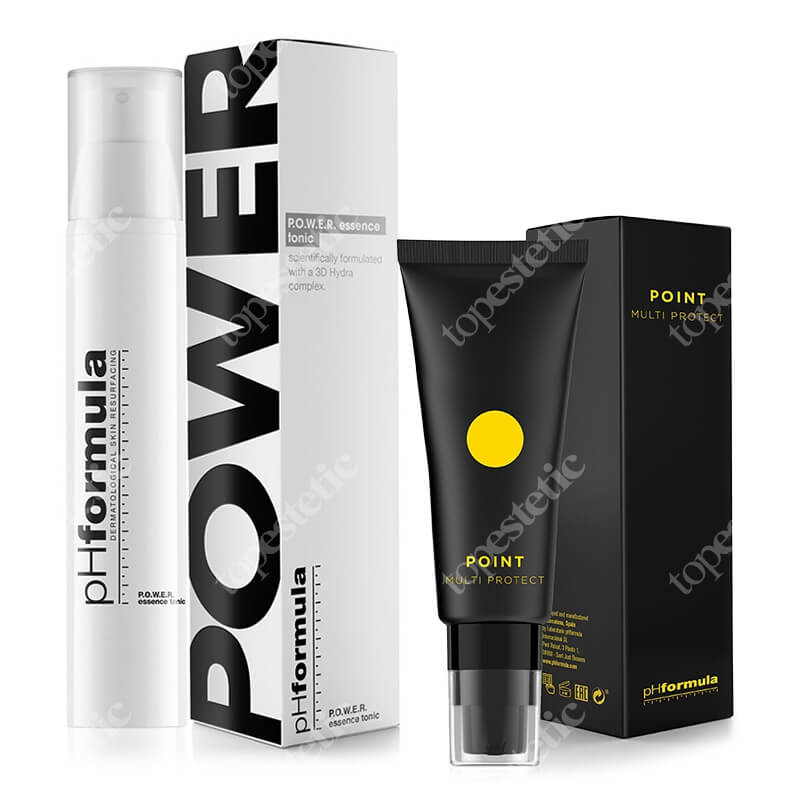 pHformula POWER Essence Tonic + POINT Multi Protect ZESTAW Esencja o działaniu nawilżającym i przeciwstarzeniowym 75 ml + Przeciwstarzeniowy krem nawilżający SPF15 50 ml