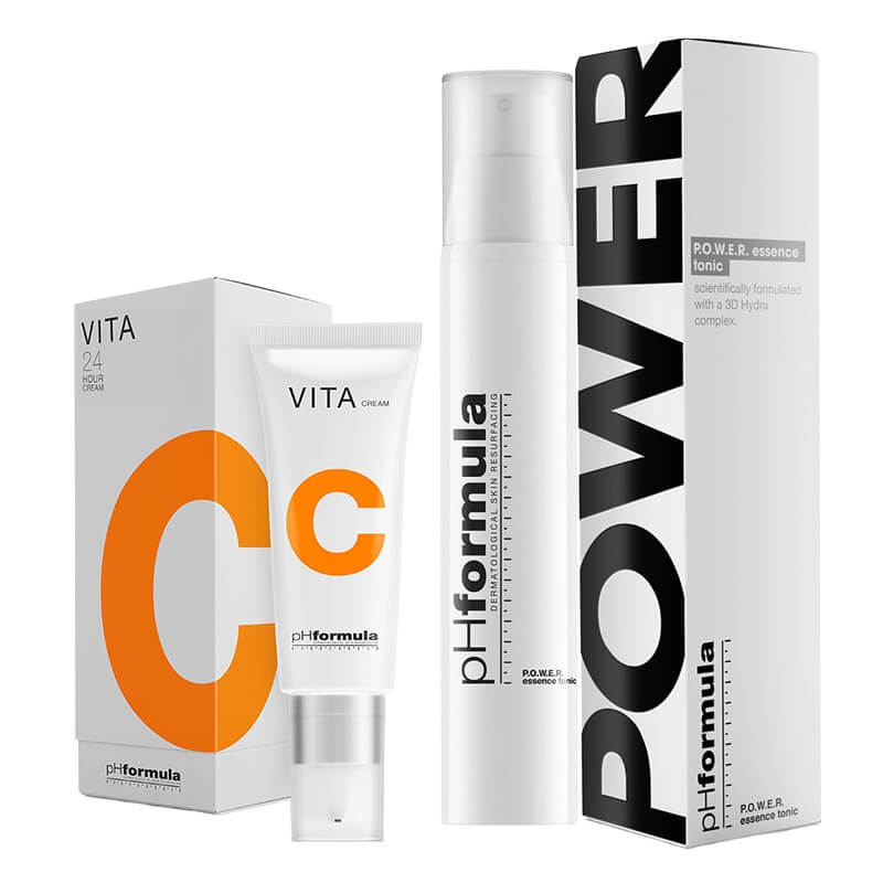 pHformula POWER Essence Tonic + VITA C Cream ZESTAW Esencja 75 ml + Aktywny krem 50 ml