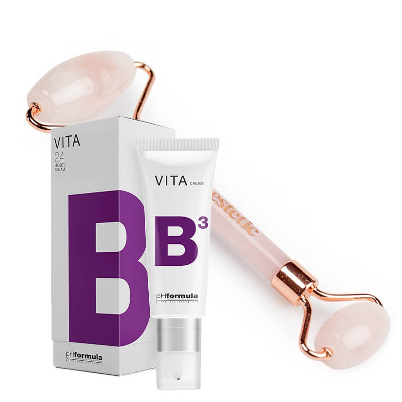 pHformula VITA B3 Cream 24h + Roller Topestetic ZESTAW 24-godzinny krem nawilżający 50 ml + Roller z różowego kwarcu 1 szt
