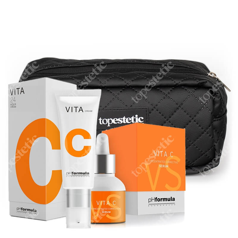 pHformula Vita C Set ZESTAW Krem o działaniu antyoksydacyjnym 50 ml + Serum na bazie witaminy C 30 ml + Kosmetyczka 1 szt
