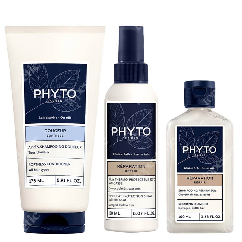 Phyto Favorite Set ZESTAW Szampon odbudowujący 100 ml + Odżywka do włosów ułatwiająca rozczesywanie 175 ml + Spray termoochronny 150 ml