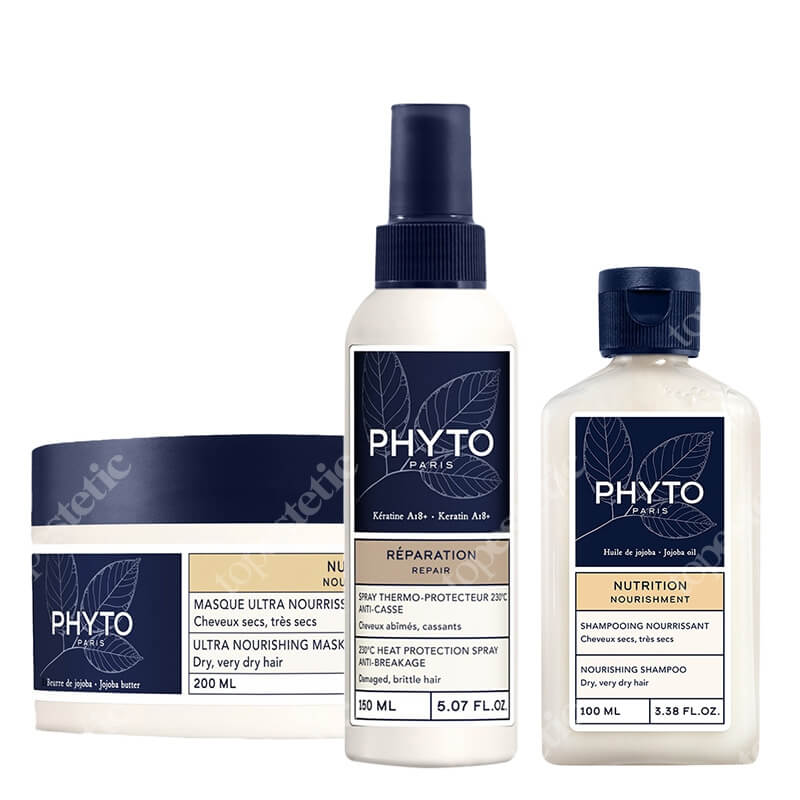 Phyto Nutrition Nourishing Set ZESTAW Szampon regenerujący 100 ml + Regenerująca maska 200 ml + Spray termoochronny 150 ml