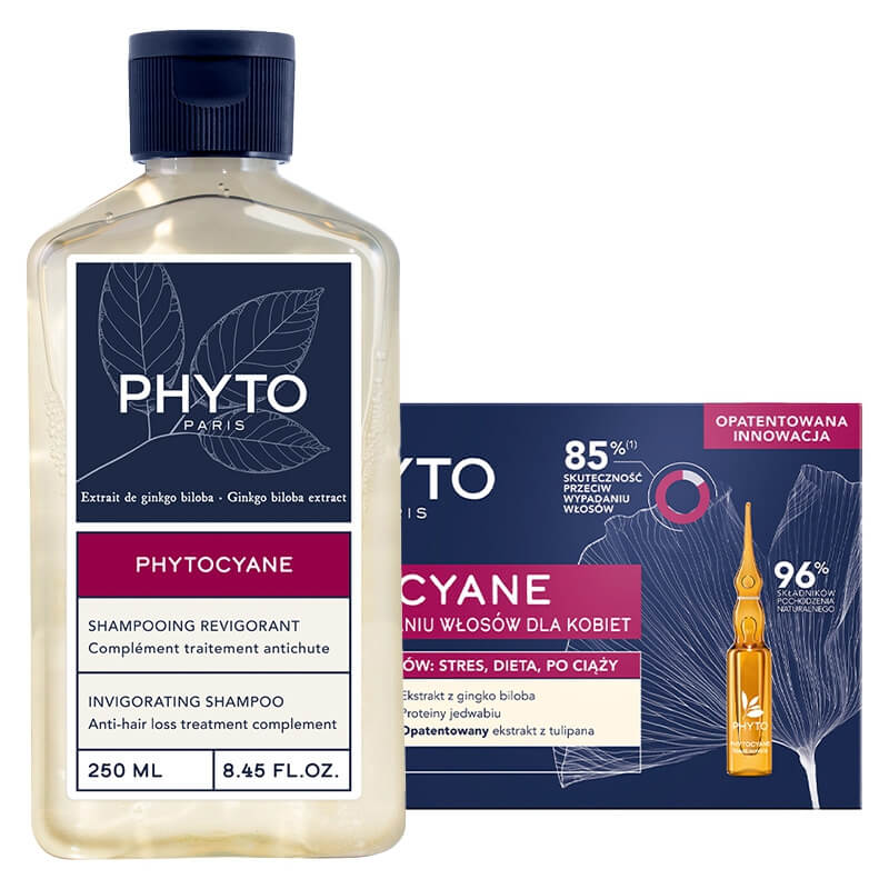 Phyto Phytocyane Complete ZESTAW Kuracja przeciw okresowemu wypadaniu włosów 12x 5 ml + Szampon 250 ml