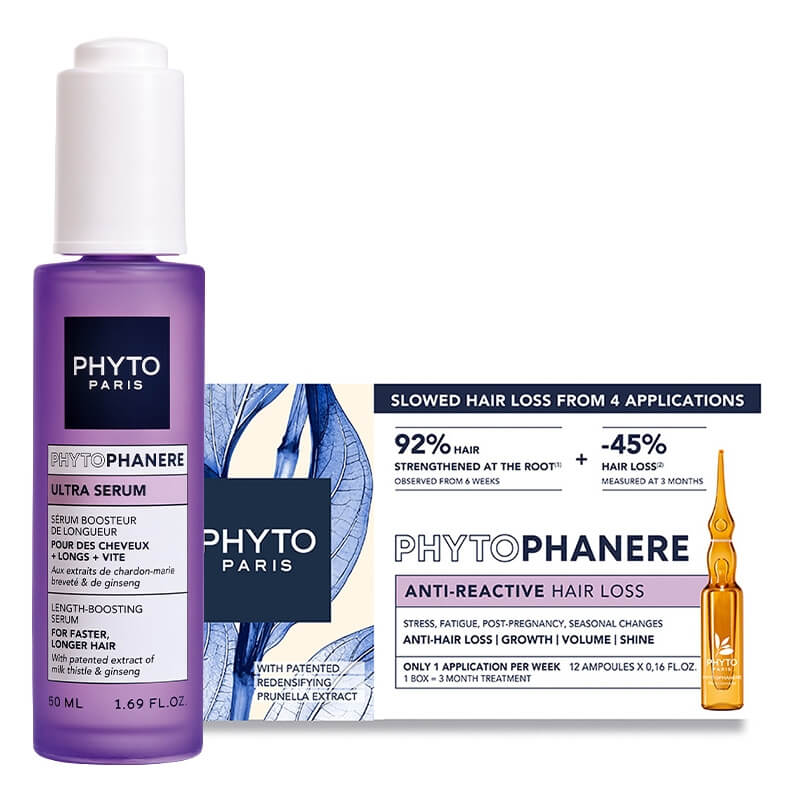 Phyto Phytophanere Hair Rescue Set ZESTAW Kuracja ampułki 12x 5 ml + Serum stymulujące wzrost włosów 50 ml