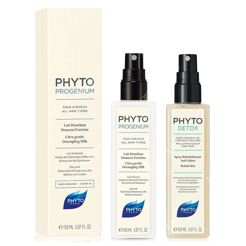 Phyto Phytoprogenium + Detox ZESTAW Mleczko ułatwiające rozczesywanie 150 ml + Spray oczyszczający 150 ml