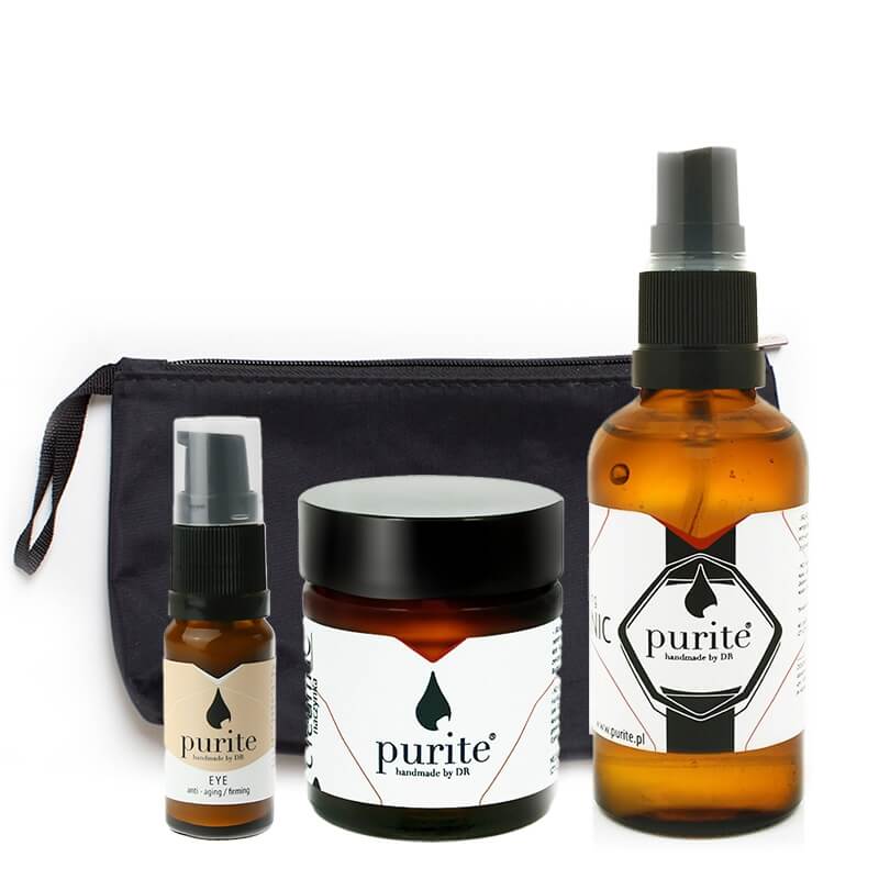 Purite Anti Redness Skin Set ZESTAW Tonik 50 ml + Krem pod oczy 10 ml + Krem 30 ml + Kosmetyczka 1 szt