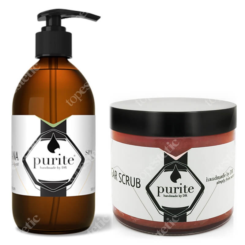Purite Body Scrub Rose and Vanilla + SHANTI Body Oil ZESTAW Peeling do ciała - Róża, Wanilia 250 ml + Olej Do Ciała 250 ml