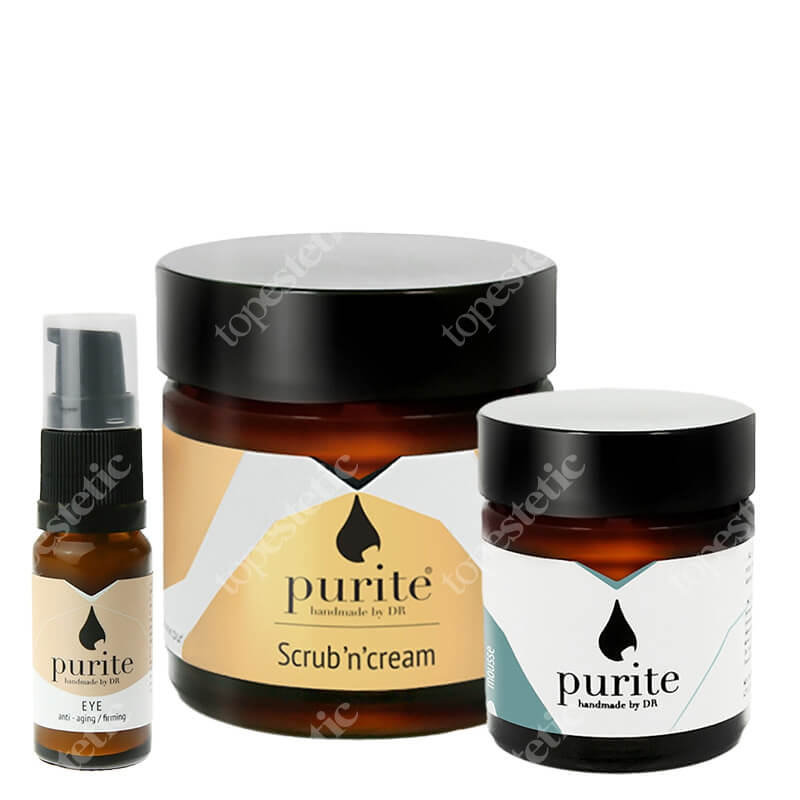 Purite Scrub Cream + Eye Cream + Light Cream Face Mousse ZESTAW Peeling w kremie 60 ml + Krem pod oczy 10 ml + Lekki krem do twarzy 30 ml
