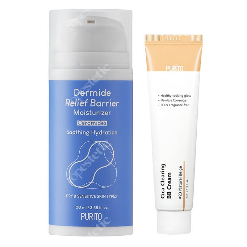 Purito Barrier Moisturizer + BB Cream ZESTAW Odbudowujący krem z ceramidami 100 ml + Krem BB cica (23 Natural Beige) 30 ml