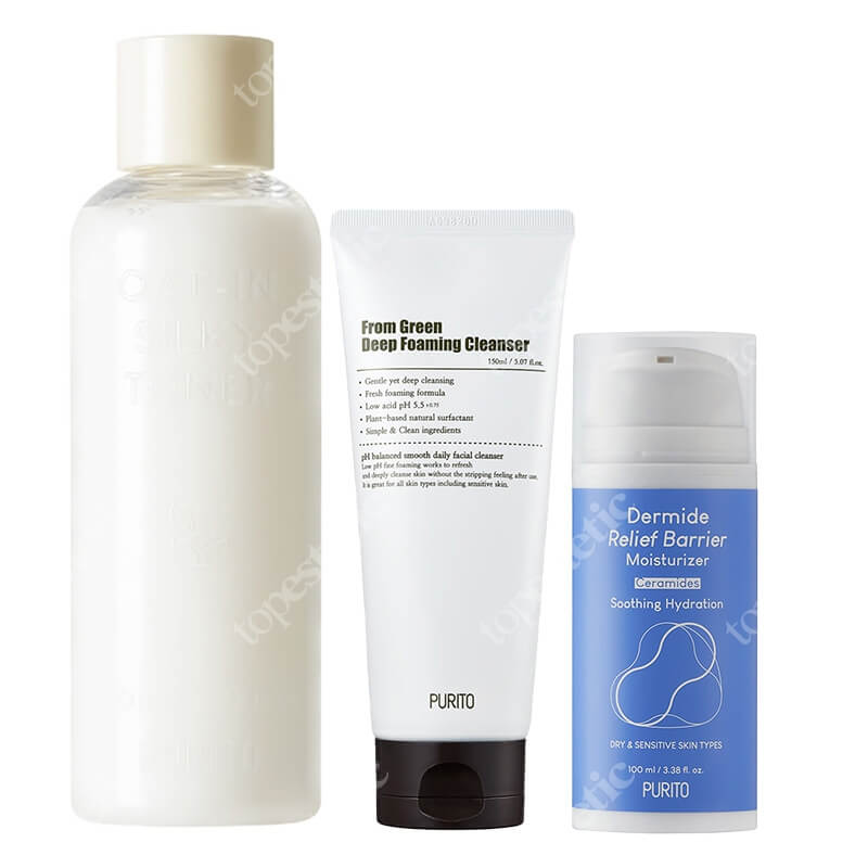 Purito Basic Set ZESTAW Pianka myjąca 150 ml + Tonik 200 ml + Odbudowujący krem z ceramidami 100 ml