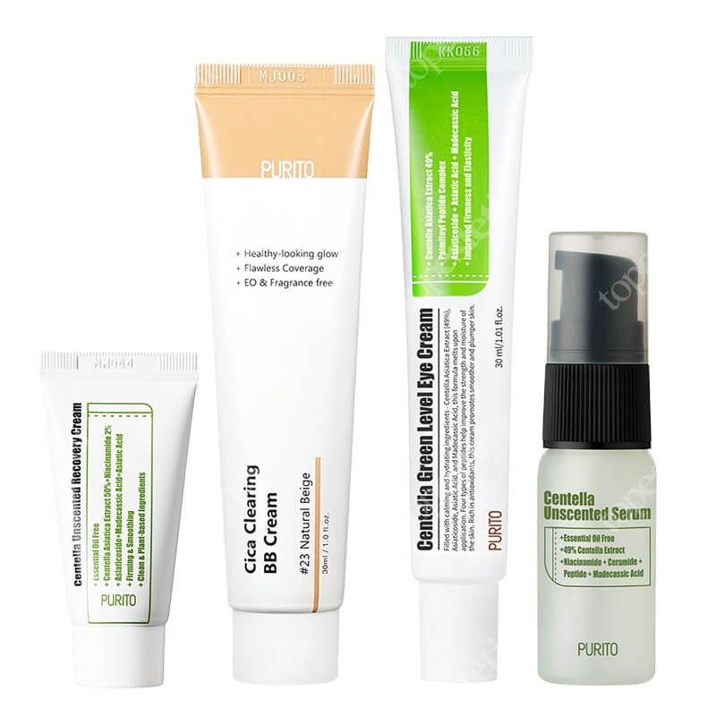 Purito Basic Set ZESTAW Serum 15 ml + Krem regenerujący 12 ml + Krem pod oczy 30 ml + Krem BB 30 ml