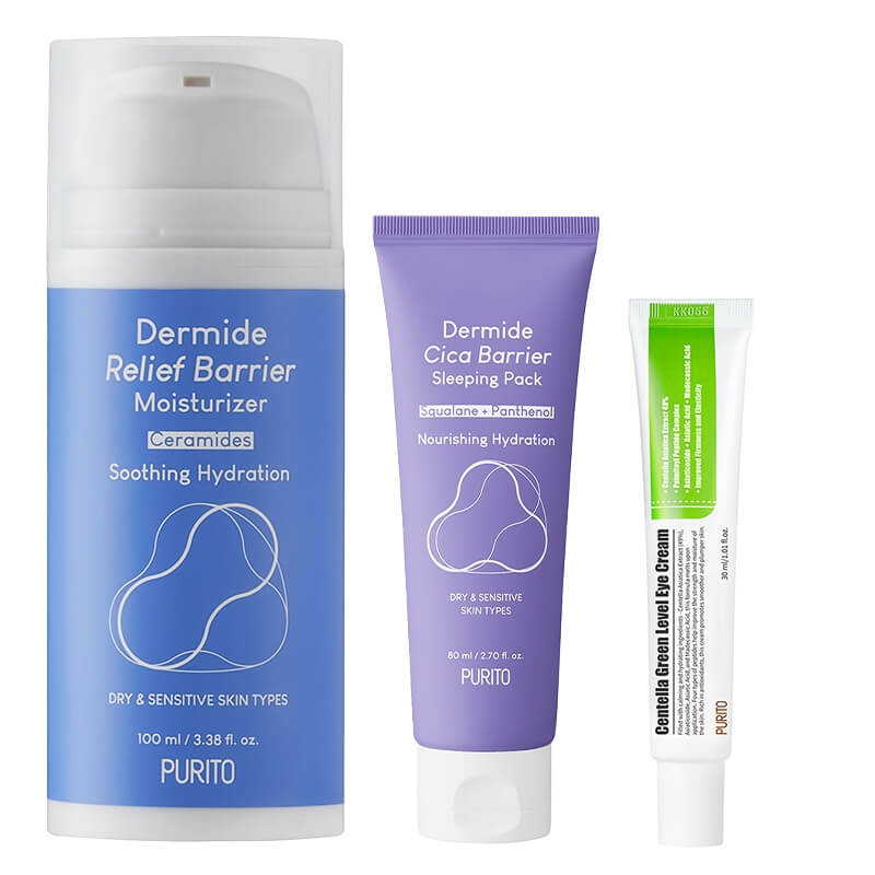 Purito Beauty Face ZESTAW Krem pod oczy 30 ml + Krem na noc 80 ml + Odbudowujący krem z ceramidami 100 ml
