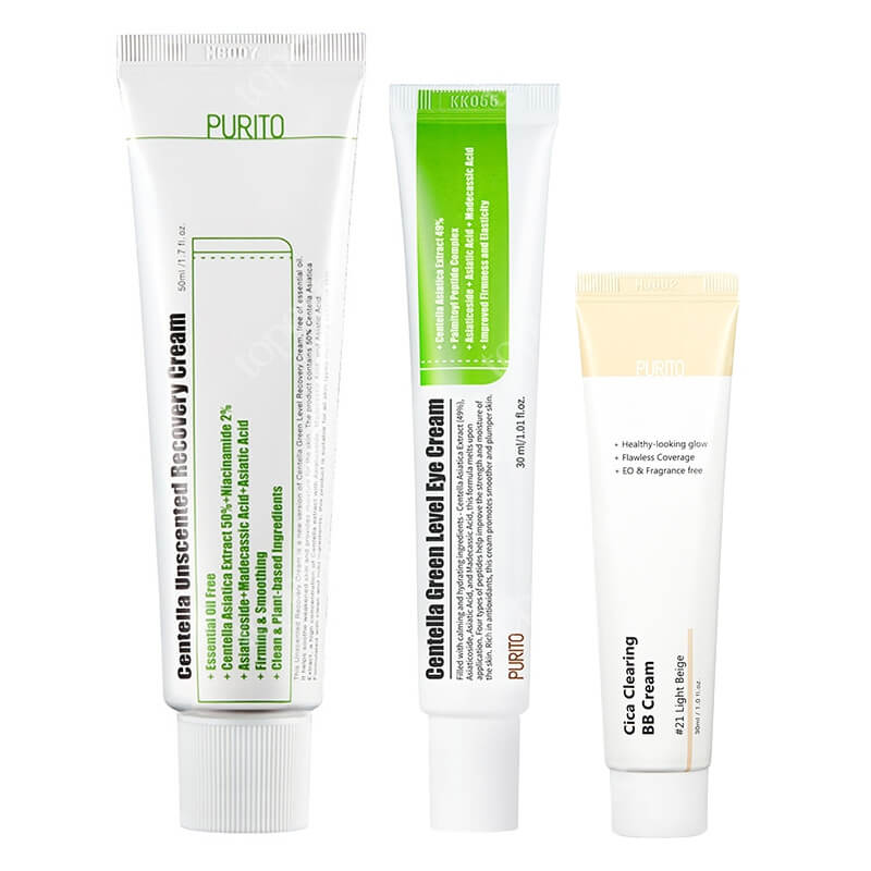 Purito Bestseller Set ZESTAW Krem BB cica (21 Light Beige) 30 ml + Regenerujący krem 50 ml + Krem pod oczy 30 ml