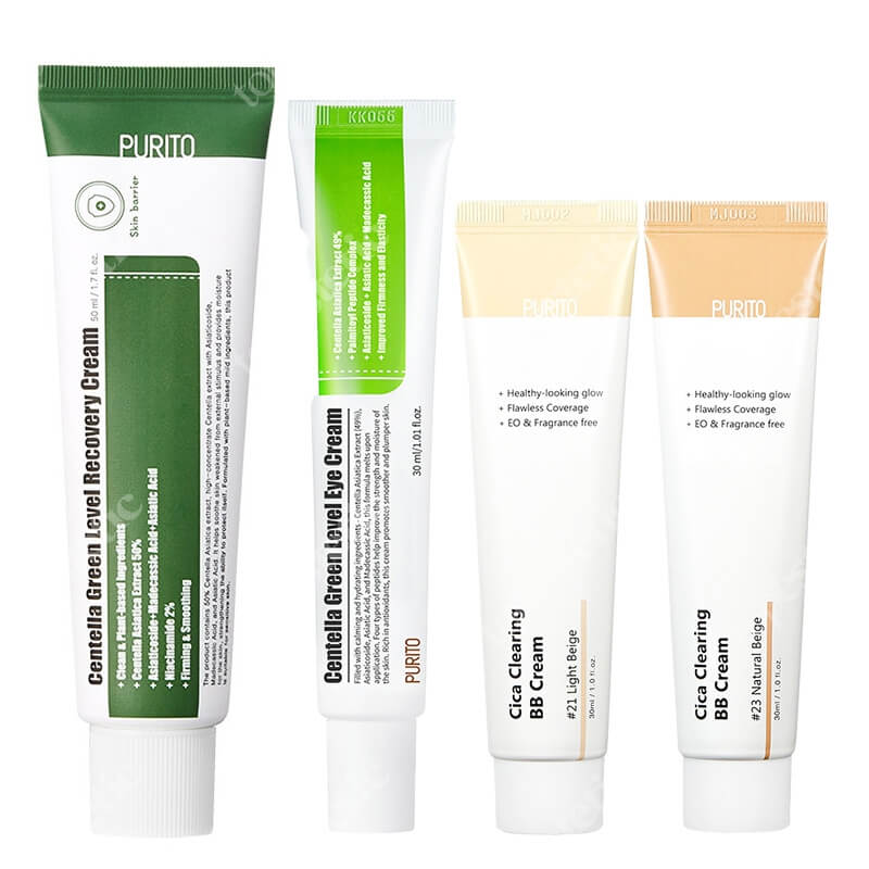 Purito Bestseller Set ZESTAW Krem BB cica (23 Natural Beige) 30 ml + Krem BB cica (21 Light Beige) 30 ml + Regenerujący krem 50 ml + Krem pod oczy 30 ml
