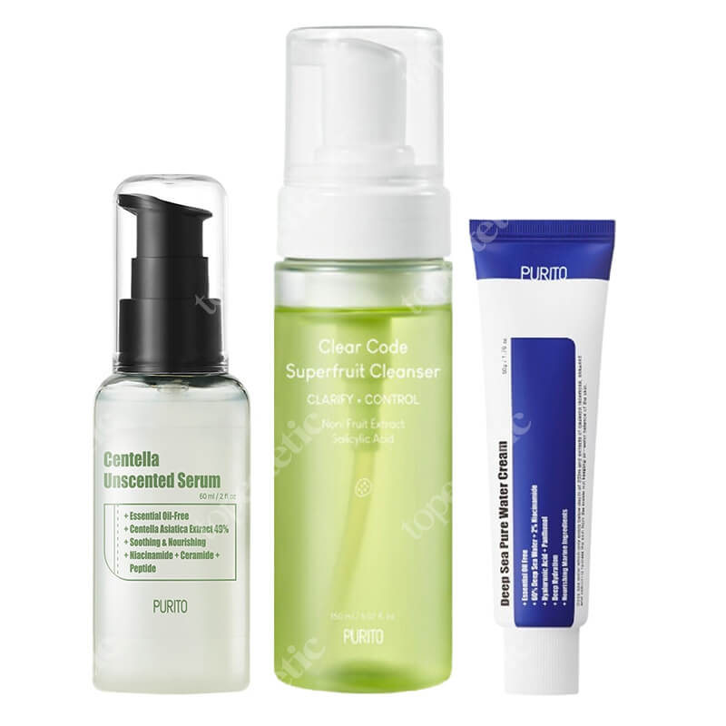 Purito Clean And Firm Set ZESTAW Pianka do twarzy 150 ml + Nawilżający krem 50 ml + Bezzapachowe serum 60 ml