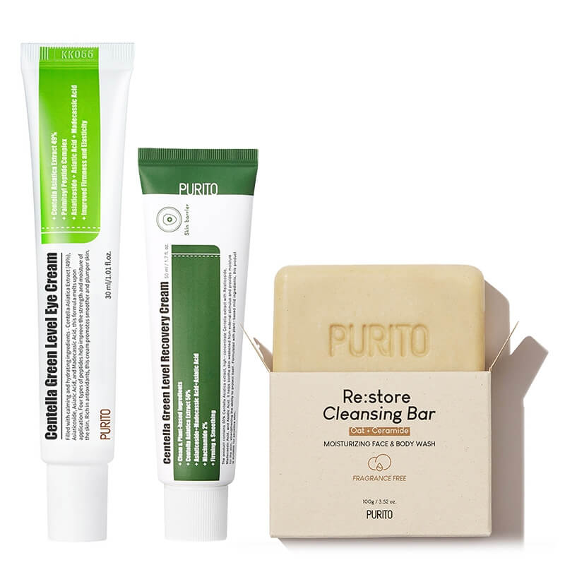 Purito Cleansing And Recovery ZESTAW Odżywcza kostka do mycia 100 g + Regenerujący krem 50 ml + Krem pod oczy 30 ml