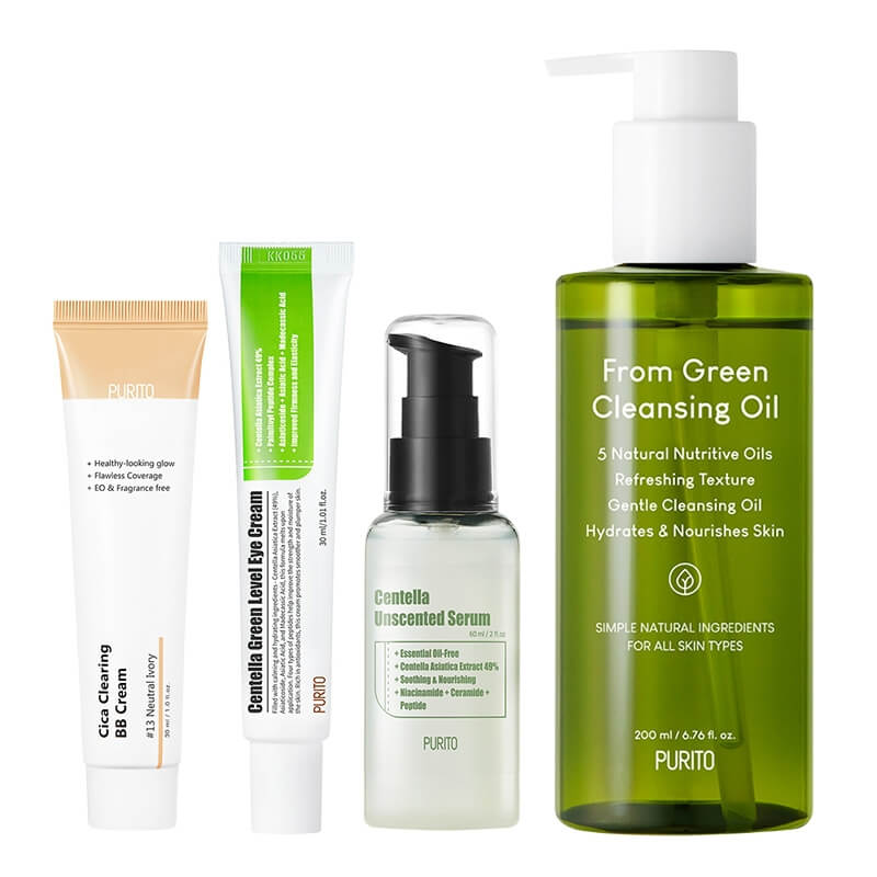 Purito Complete Care Set ZESTAW Olejek oczyszczający 200 ml + Serum 60 ml + Krem BB (13 Neutral Ivory) 30 ml + Krem pod oczy 30 ml