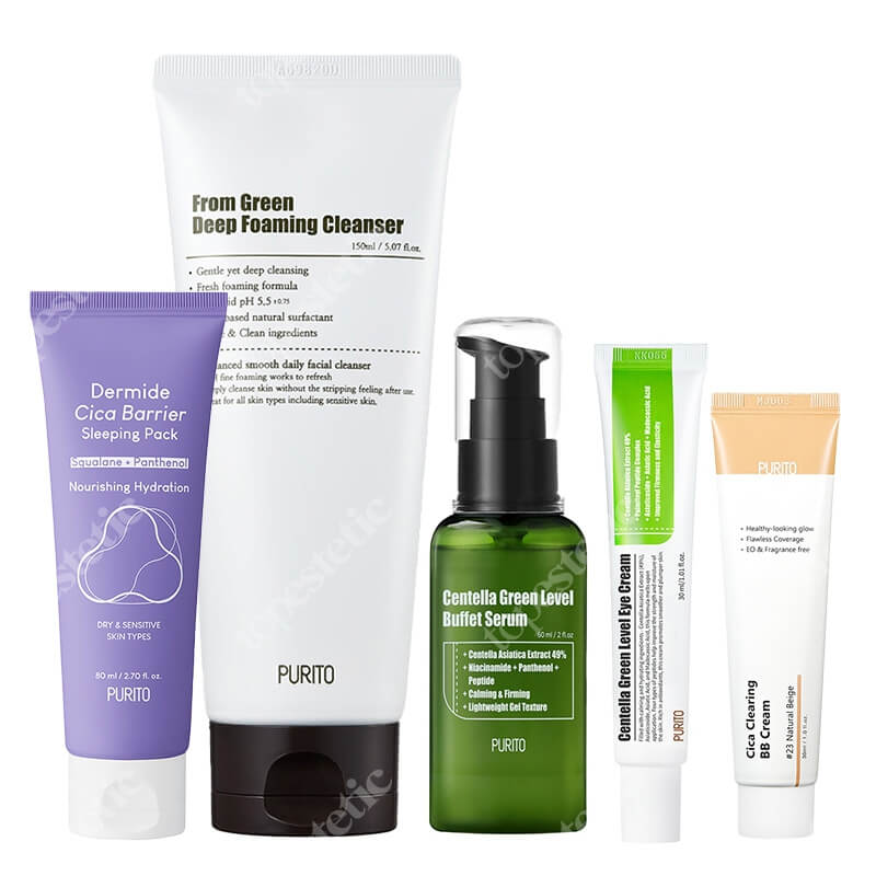 Purito Complete Care Set ZESTAW Serum 60 ml + Krem pod oczy 30 ml + Krem BB 30 ml + Pianka myjąca 150 ml + Krem na noc 80 ml