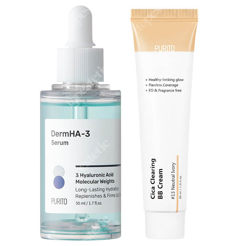 Purito DermHA-3 Serum + Cica Clearing BB Cream ZESTAW Serum intensywnie nawadniające 50 ml + Krem BB (13 Neutral Ivory) 30 ml