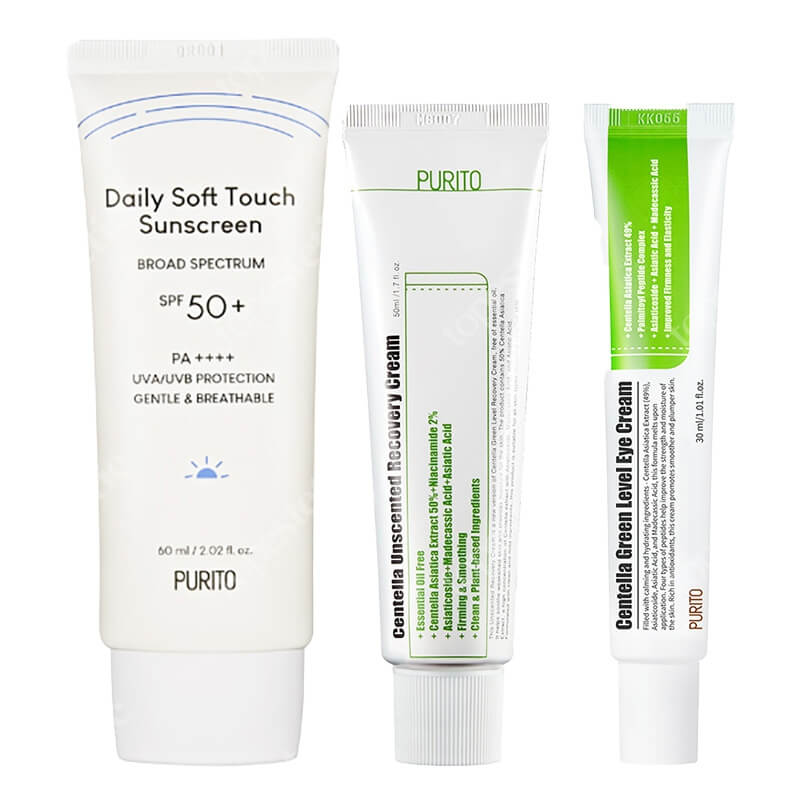 Purito Favorite Set ZESTAW Regenerujący krem 50 ml + Krem pod oczy 30 ml + Krem SPF 50 60 ml