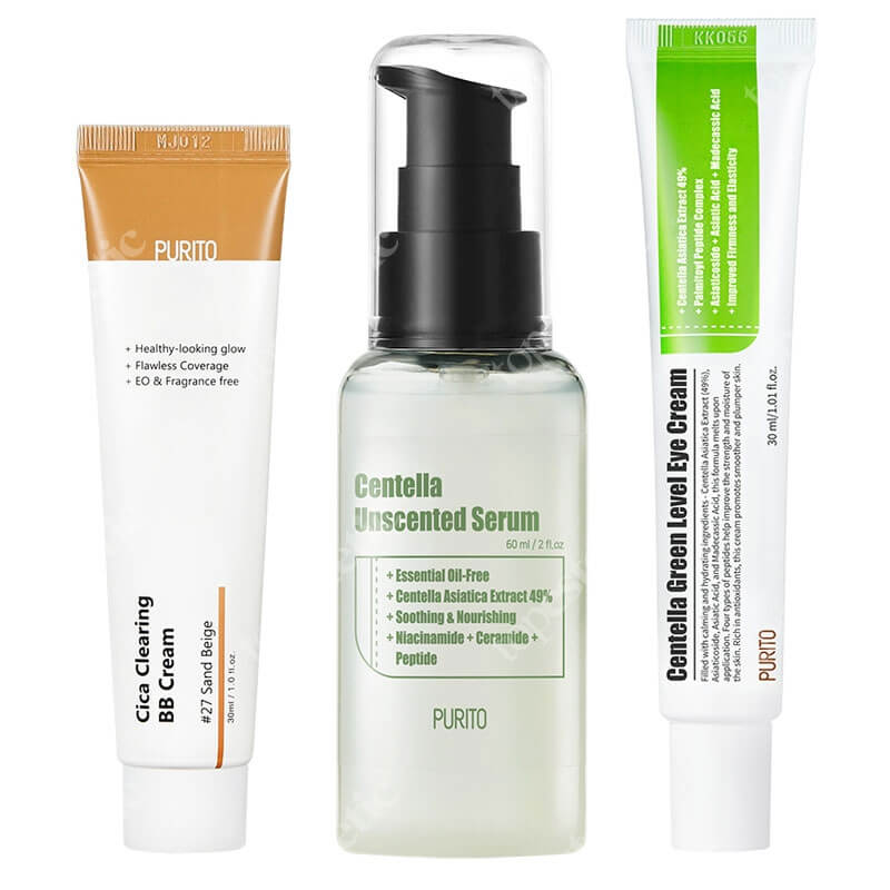 Purito Favorite Set ZESTAW Serum 60 ml + Krem BB (27 Sand Beige) 30 ml + Krem pod oczy 30 ml