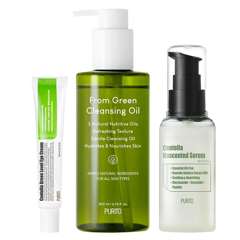 Purito Green Level Perfect Skin ZESTAW Serum 60 ml + Krem pod oczy 30 ml + Olejek oczyszczający 200 ml