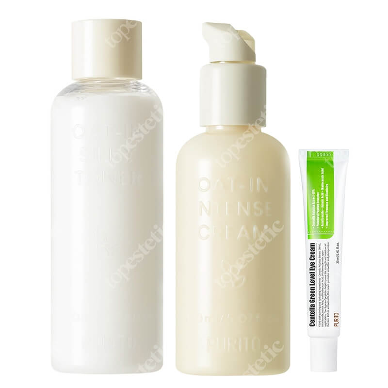 Purito Oat-in + Centella Green ZESTAW Tonik 200 ml + Intensywnie nawilżający krem 150 ml + Krem pod oczy 30 ml