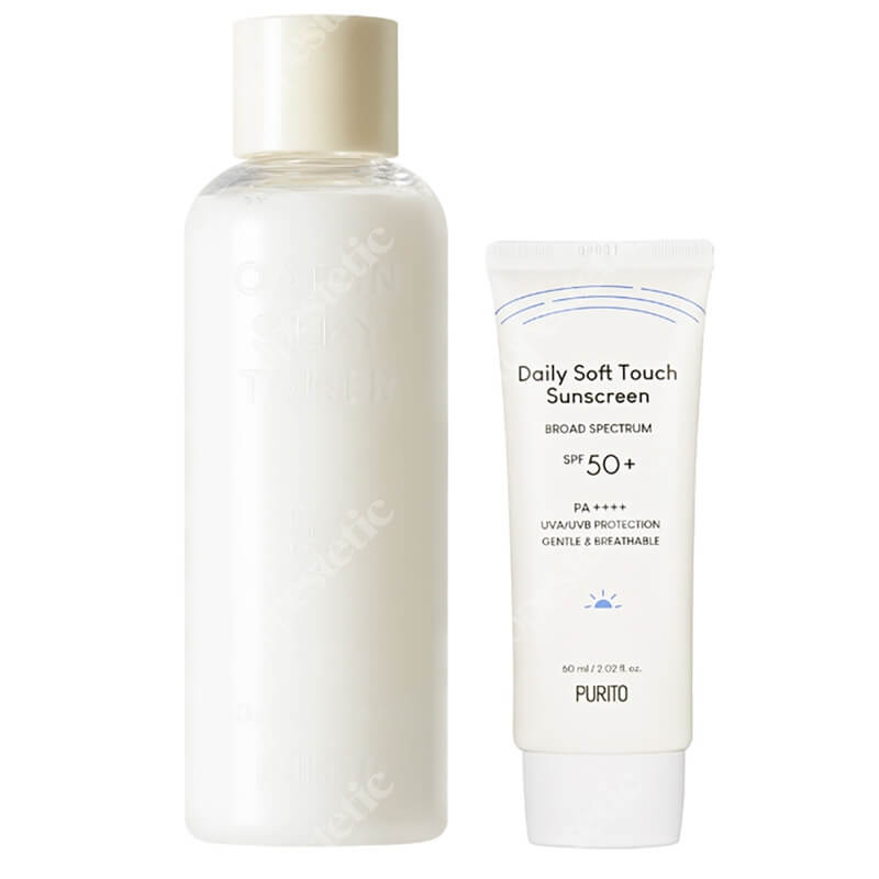 Purito Oat-in Silky Toner + Daily Soft Touch Sunscreen ZESTAW Toner 200 ml + Krem przeciwsłoneczny 60 ml