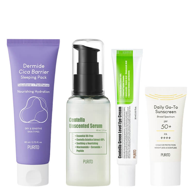 Purito Perfect Set ZESTAW Serum 60 ml + Krem pod oczy 30 ml + Krem SPF 50 15 ml + Krem na noc 80 ml