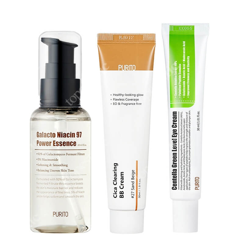 Purito Power Skin ZESTAW Krem BB (27 Sand Beige) 30 ml + Krem pod oczy 30 ml + Odżywcza esencja 60 ml