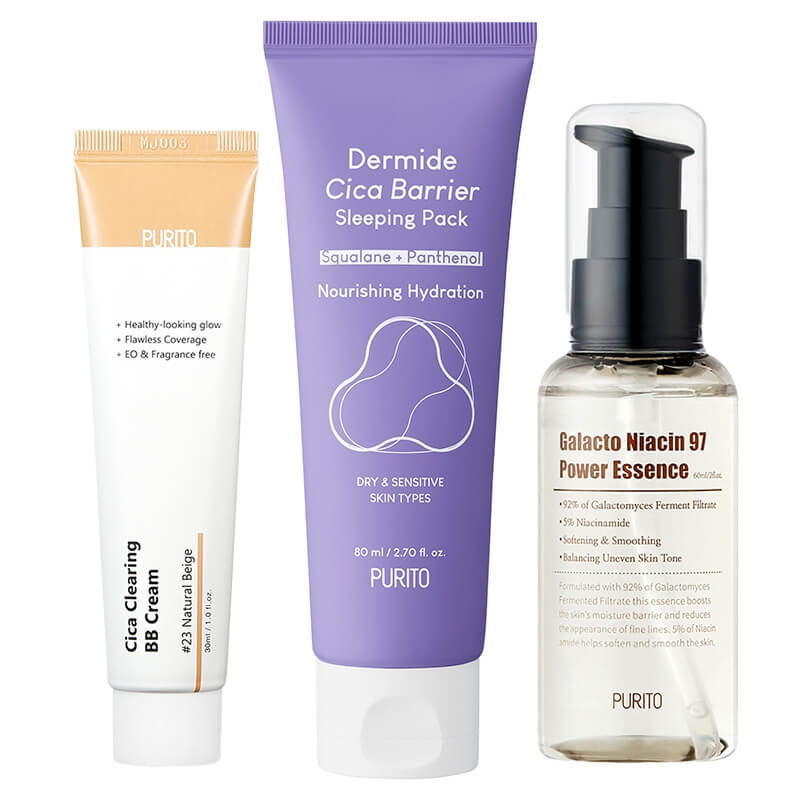 Purito Power Skin ZESTAW Odżywcza esencja 60 ml + Krem BB cica (23 Natural Beige) 30 ml + Krem na noc 80 ml