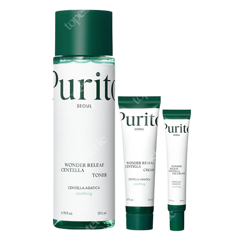 Purito Seoul Calming Set ZESTAW Łagodzący toner 200 ml + Krem do pielęgnacji okolicy oczu 30 ml + Łagodzący krem 50 ml