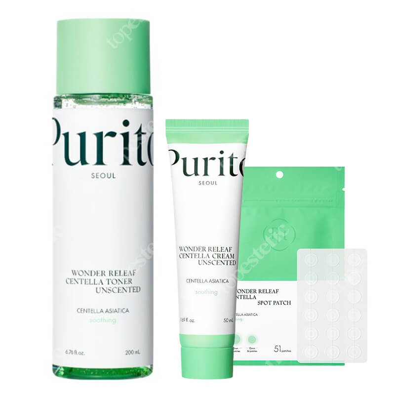 Purito Seoul Favorite Set ZESTAW Plastry do stosowania punktowo 51 szt + Krem 50 ml + Toner 200 ml