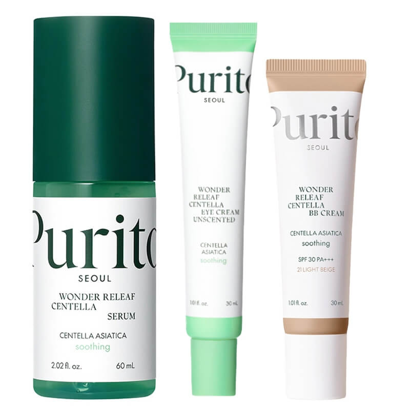 Purito Seoul Favorite Set ZESTAW Serum 60 ml + Krem BB SPF 30 PA+++ ( kolor 21 Light Beige) 30 ml + Krem pod oczy 30 ml