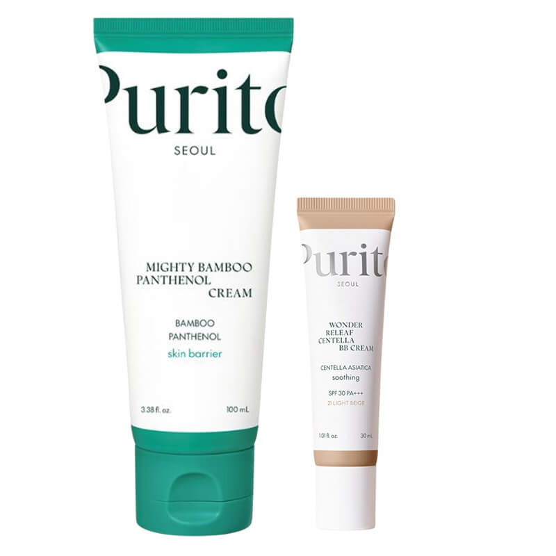 Purito Seoul Panthenol Cream + BB Cream ZESTAW Regenerujący krem z pantenolem 100 ml + Krem BB SPF 30 PA+++ ( kolor 21 Light Beige) 30 ml