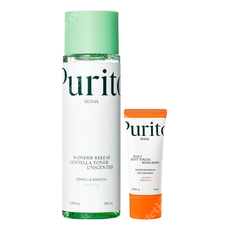 Purito Seoul Perfect Start ZESTAW Toner 200 ml + Krem przeciwsłoneczny SPF50+ PA++++ 60 ml