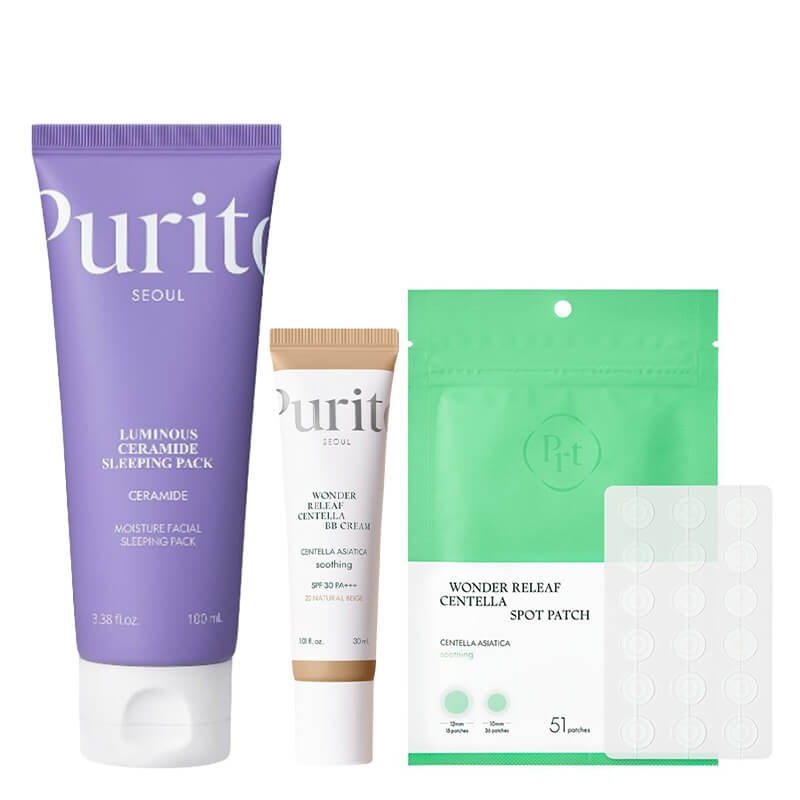 Purito Seoul Wonder Care ZESTAW Krem BB SPF 30 PA+++ ( kolor 23 Natural Beige) 30 ml + Regenerujący krem na noc 100 ml + Plastry do stosowania punktowo 51 szt