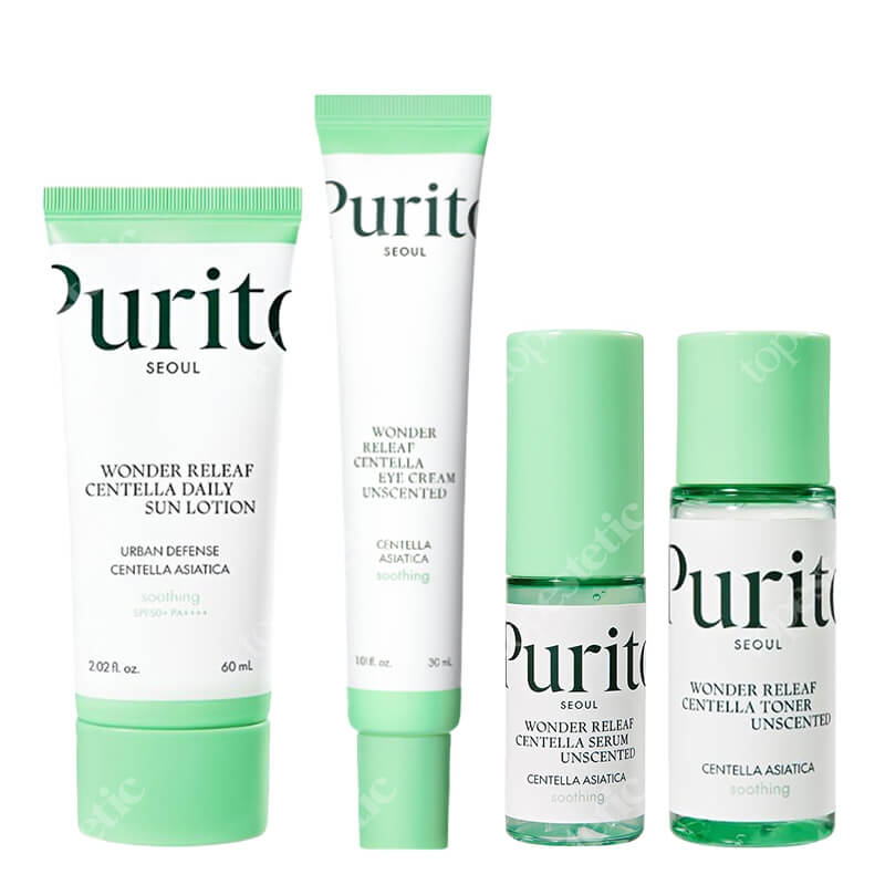Purito Seoul Wonder Releaf Centella Set ZESTAW Toner 30 ml + Serum 15 ml + Krem pod oczy 30 ml + Krem SPF 50 60 ml
