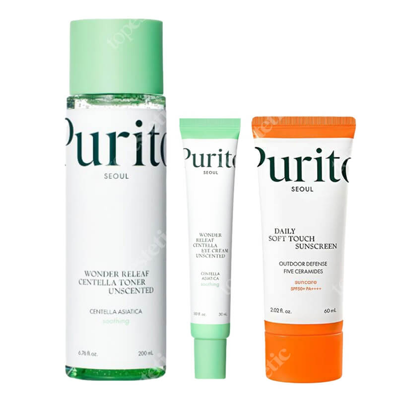 Purito Seoul Wonder Skin Set ZESTAW Toner 200 ml + Krem do pielęgnacji okolicy oczu 30 ml + Krem SPF 50 60 ml
