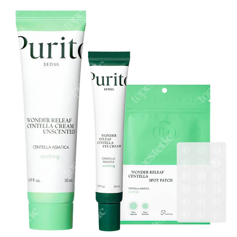 Purito Seoul Wonder Skin ZESTAW Krem do pielęgnacji okolicy oczu 30 ml + Krem do twarzy 50 ml + Plastry do stosowania punktowo 51 szt