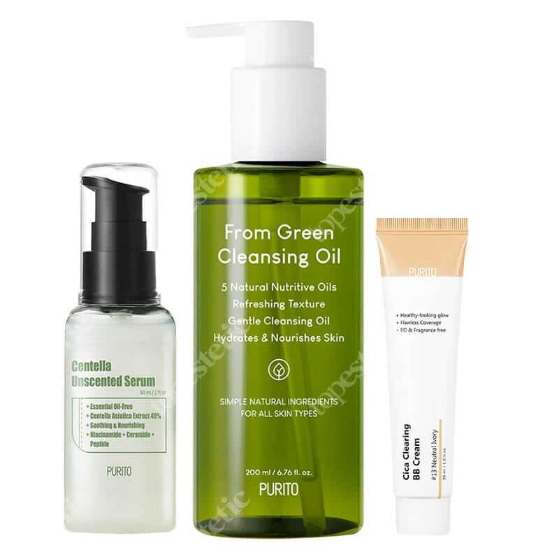 Purito Serum + BB Cream + Cleansing Oil ZESTAW Serum 60 ml + Krem BB (13 Neutral Ivory) 30 ml + Olejek oczyszczający 200 ml