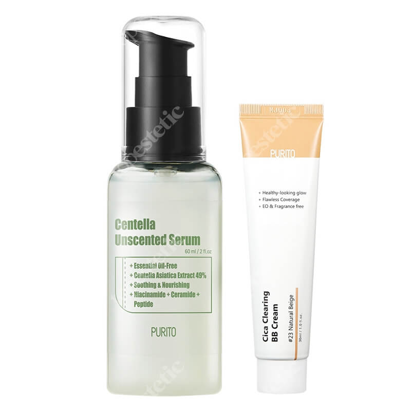 Purito Serum + BB Cream ZESTAW Serum 60 ml + Krem BB cica (23 Natural Beige) 30 ml