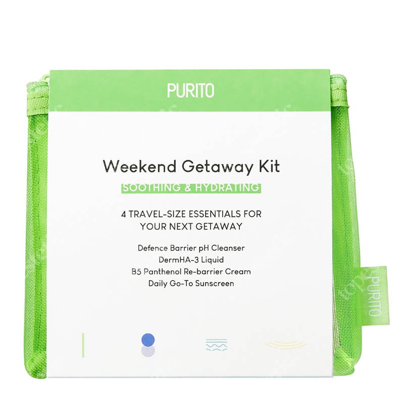 Purito Weekend Getaway Kit ZESTAW Żel oczyszczający 30 ml + Toner 20 ml + Krem 15 ml + Krem z filtrem przeciwsłonecznym 15 ml