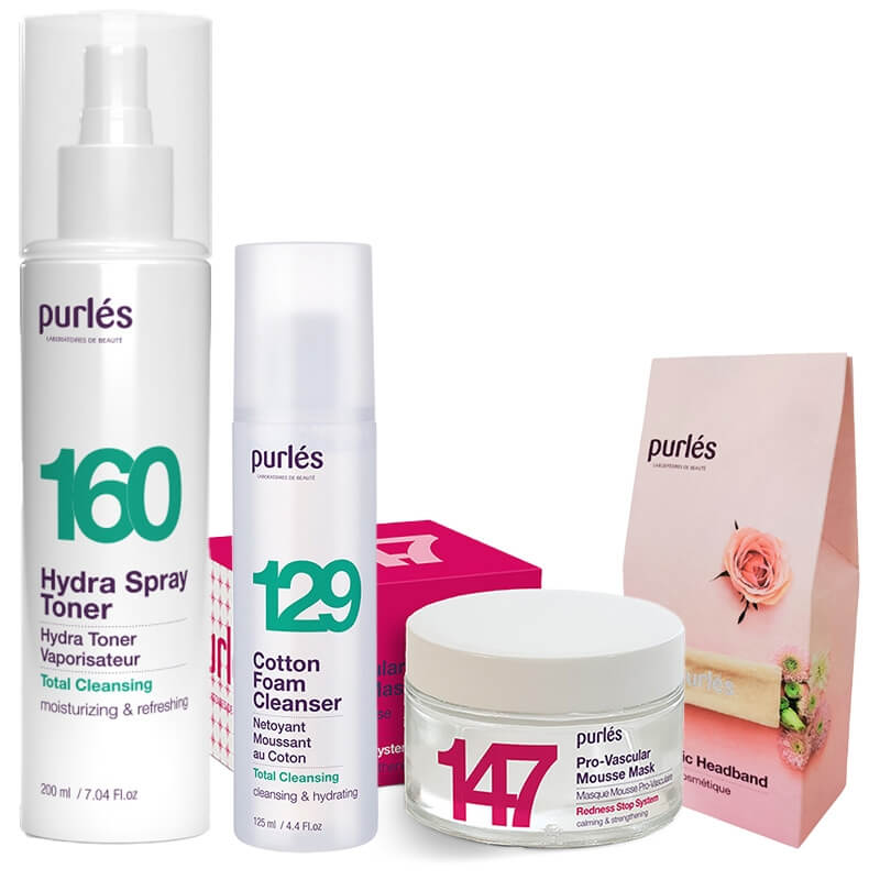 Purles Soothing set ZESTAW Pianka 125 ml + Tonik 200 ml + Maska-mus 50 ml + Opaska 1 szt