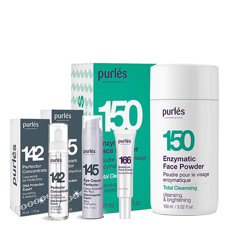 Purles DNA Protection Set ZESTAW Enzymatyczny puder 100 ml + Koncentrat 30 ml + Krem pod oczy 30 ml + BotoxLike krem 15 ml GRATIS