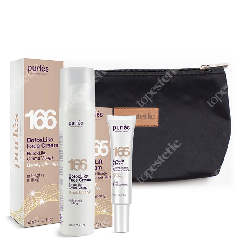 Purles Eye Lift Cream + BotoxLike Face Cream + Kosmetyczka Topestetic ZESTAW Liftingujący krem pod oczy 15 ml + Liftingujący krem do twarzy 50 ml + Kosmetyczka 1 szt