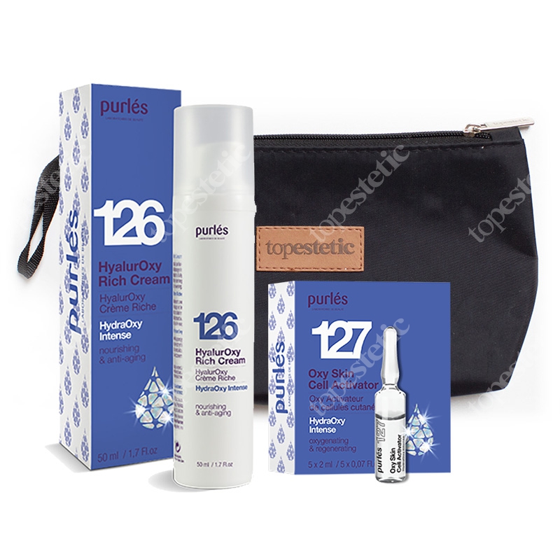 Purles HydraOxy Set ZESTAW Bogaty krem 50 ml + Aktywator komórek skóry 5 x 2 ml + Kosmetyczka