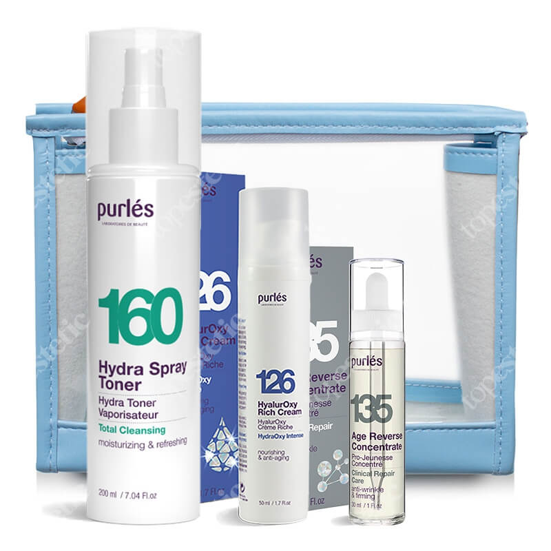 Purles Moisturizing and Regenerating Set ZESTAW Tonik 200 ml + Koncentrat młodości 30 ml + Krem hyalurOxy 50 ml + Kosmetyczka 1 szt